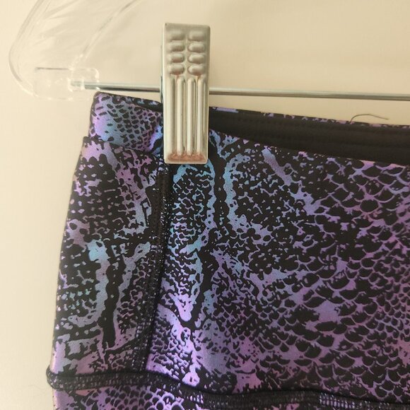 DOV DOVPOD Snakeskin Metallic Leggings Exotic Yoga Pants Blue Purple Large - Picture 5 of 14